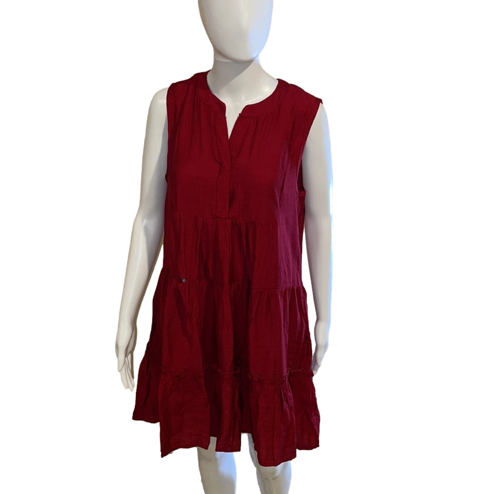 Tameya Ruffle Trim Sleeveless V Neck Dress Med NWOT
